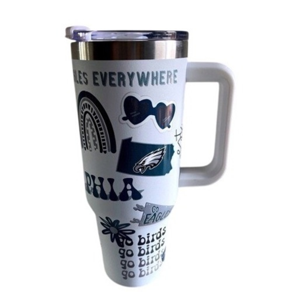 Philadelphia Eagles Tumbler 30 oz Insulated Cup with Handle Fly Eagles‎ Fan Gear